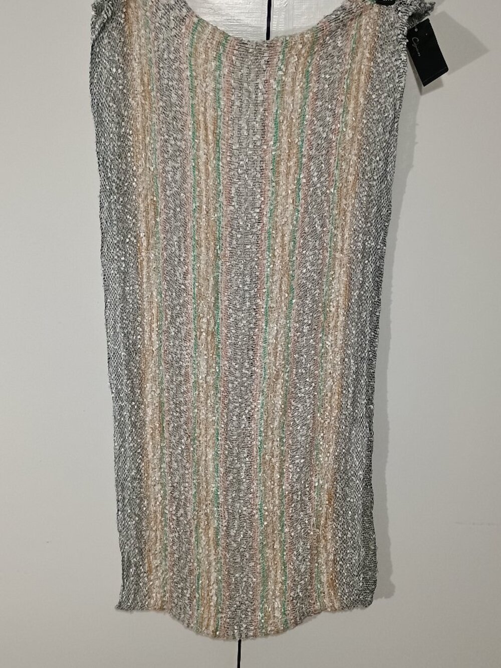 Cejon Metallic Knit Infinity Scarf One Size Multicolor Stripe Open Weave NWT - Picture 2 of 6